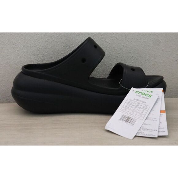 Crocs 207670-001 Unisex Men's Sz 6 Women's Sz 8 Black Classic Crush Sandals - Picture 3 of 10